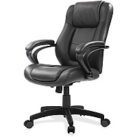 Eurotech Pembroke Mid Back Executive Chair Black Seat Color - Bonded Leather Seat Material - Black Back Color - Bonded Leather Back Material - Low Back - 5-star Base - 1 Each (LE522)