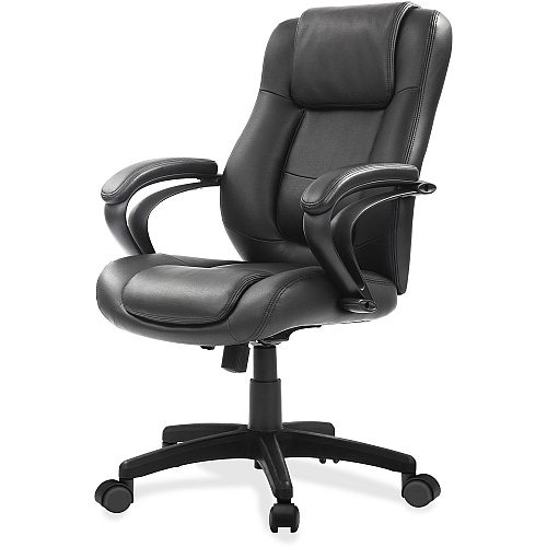 Eurotech Pembroke Mid Back Executive Chair Black Seat Color - Bonded Leather Seat Material - Black Back Color - Bonded Leather Back Material - Low Back - 5-star Base - 1 Each (LE522)