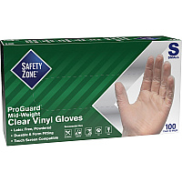 Safety Zone Powdered Clear Vinyl Gloves 9.25