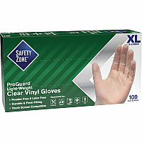 Safety Zone Powder Free Clear Vinyl Gloves 9.25" Glove Length - X-Large Size - Clear - Latex-free, DEHP-free, DINP-free, PFAS-free, Comfortable, Silicone-free - For Janitorial Use, Cosmetics, Painting, Cleaning, General Purpose, Pet Care - 100  (GVP9XLHH)