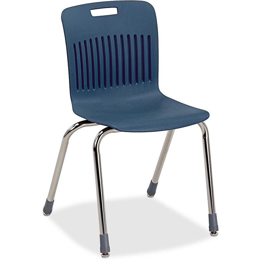 Virco Analogy Series Seating Navy Blue Seat Color - Plastic Seat Material - Navy Blue Back Color - Plastic Back Material - Chrome Frame Color - Four-legged Base - 4 / Carton (AN18ELB51)