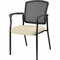 Lorell Stackable Mesh Back Guest Chair Dillon Buff Seat Color - Vinyl Seat Material - Black Back Color - Mesh Back Material - Black Frame Color - Powder Coated Steel Frame Material - Four-legged Base - Beige, Buff - Armrest - 1 Each (LLR23100007)