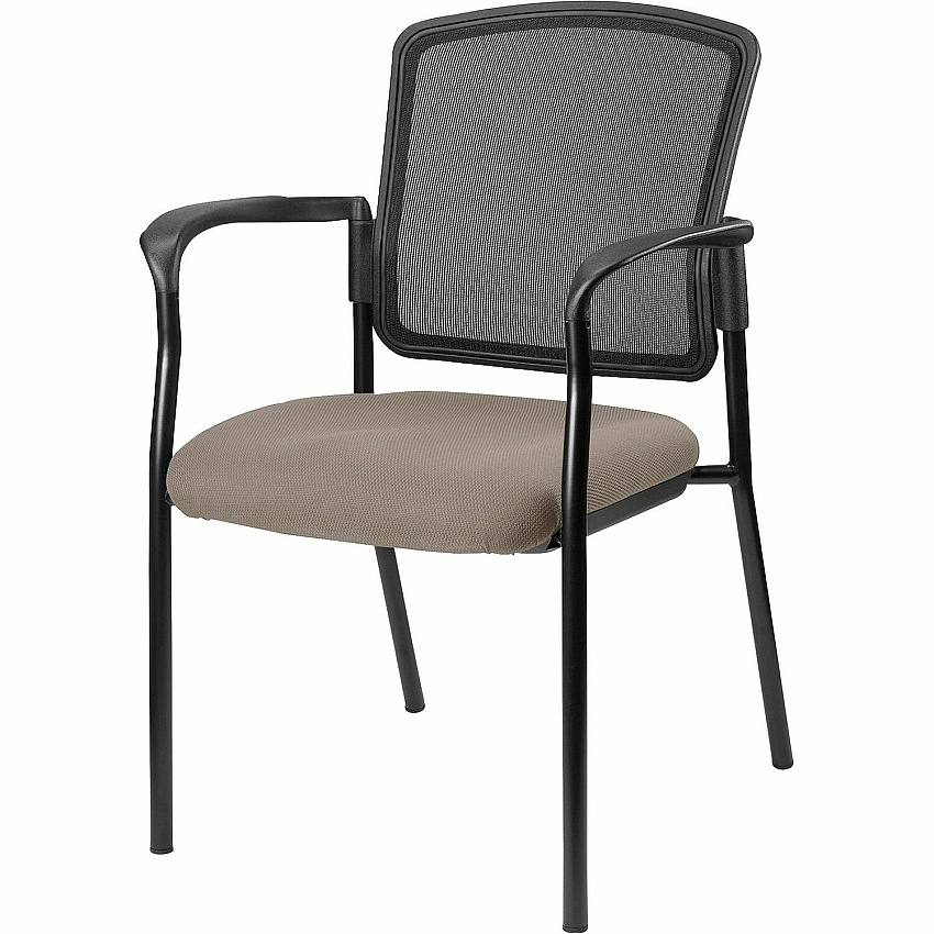 Lorell Stackable Mesh Back Guest Chair Dillon Stratus Seat Color - Vinyl Seat Material - Black Back Color - Mesh Back Material - Black Frame Color - Powder Coated Steel Frame Material - Four-legged Base - Brown, Stratus - Armrest - 1 Each (LLR23100008)