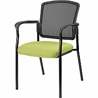 Lorell Stackable Mesh Back Guest Chair Dillon Apple Green Seat Color - Vinyl Seat Material - Black Back Color - Mesh Back Material - Black Frame Color - Powder Coated Steel Frame Material - Four-legged Base - Green, Apple Green - Armrest - 1 (LLR23100009)