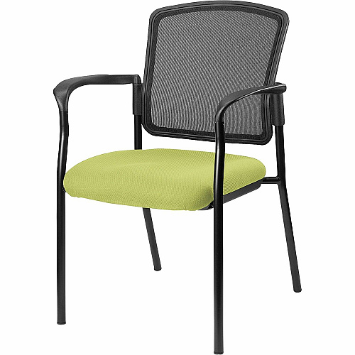 Lorell Stackable Mesh Back Guest Chair Dillon Apple Green Seat Color - Vinyl Seat Material - Black Back Color - Mesh Back Material - Black Frame Color - Powder Coated Steel Frame Material - Four-legged Base - Green, Apple Green - Armrest - 1 (LLR23100009)