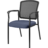 Lorell Mesh Back Stackable Guest Chair Dillon Ocean Seat Color - Vinyl Seat Material - Black Back Color - Mesh Back Material - Black Frame Color - Powder Coated Steel Frame Material - Four-legged Base - Blue, Ocean - Armrest - 1 Each (LLR23100010)