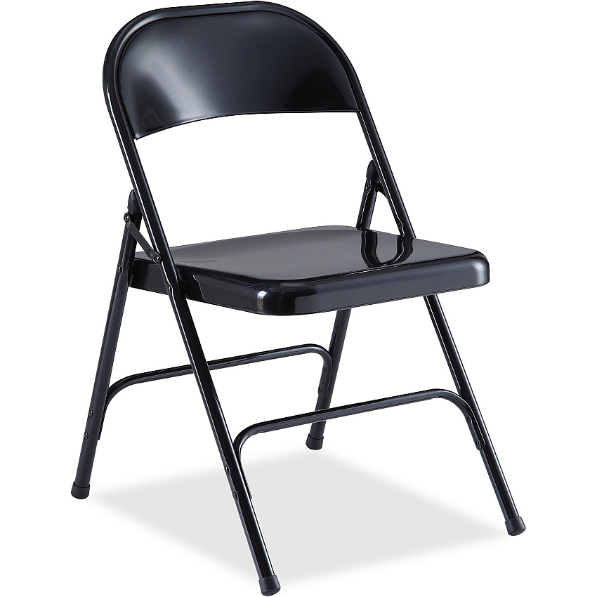 Lorell Folding Chairs Powder Coated Frame Color - Steel Frame Material - Black - 4 / Carton (LLR62527)