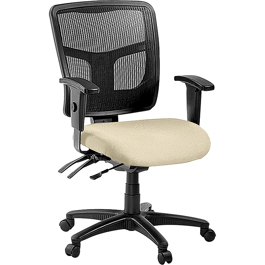 Lorell ErgoMesh Series Managerial Mesh Mid-Back Chair Dillon Buff Seat Color - Vinyl Seat Material - Black Back Color - Mesh Back Material - Black Frame Color - Mid Back - 5-star Base - 1 Each (LLR86201007)