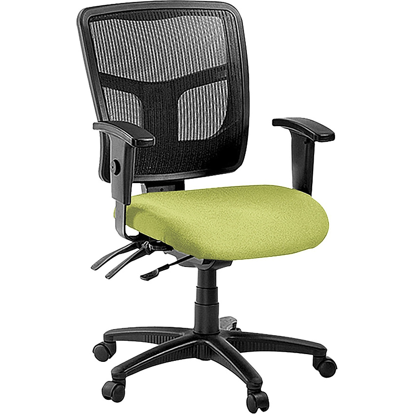 Lorell ErgoMesh Series Managerial Mesh Mid-Back Chair Dillon Apple Green Seat Color - Vinyl Seat Material - Black Back Color - Mesh Back Material - Black Frame Color - Mid Back - 5-star Base - 1 Each (LLR86201009)
