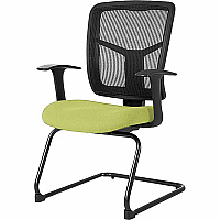 Lorell Ergomesh Series Mesh Guest Chair Dillon Apple Green Seat Color - Vinyl Seat Material - Black Back Color - Mesh Back Material - Cantilever Base - Armrest - 1 Each (LLR86202009)
