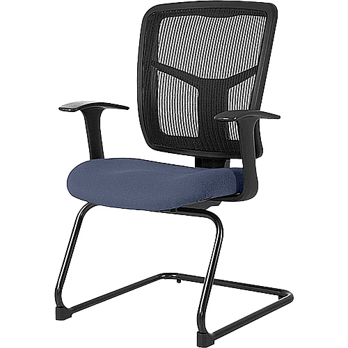 Lorell ErgoMesh Series Mesh Back Guest Chair with Arms Dillon Ocean Seat Color - Vinyl Seat Material - Black Back Color - Mesh Back Material - Cantilever Base - Armrest - 1 Each (LLR86202010)
