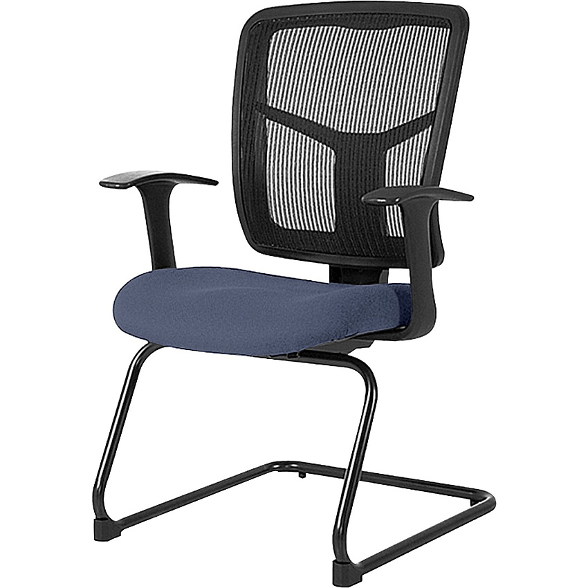 Lorell ErgoMesh Series Mesh Back Guest Chair with Arms Dillon Ocean Seat Color - Vinyl Seat Material - Black Back Color - Mesh Back Material - Cantilever Base - Armrest - 1 Each (LLR86202010)