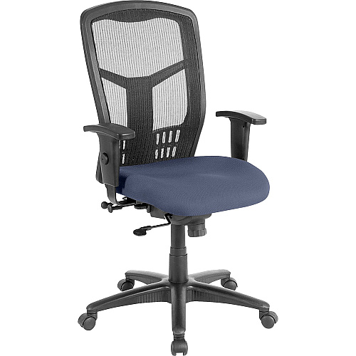 Lorell Executive Mesh High-back Swivel Chair Dillon Ocean Seat Color - Vinyl Seat Material - Black Back Color - Mesh Back Material - High Back - Ocean, Blue - Armrest - 1 Each (LLR86205010)