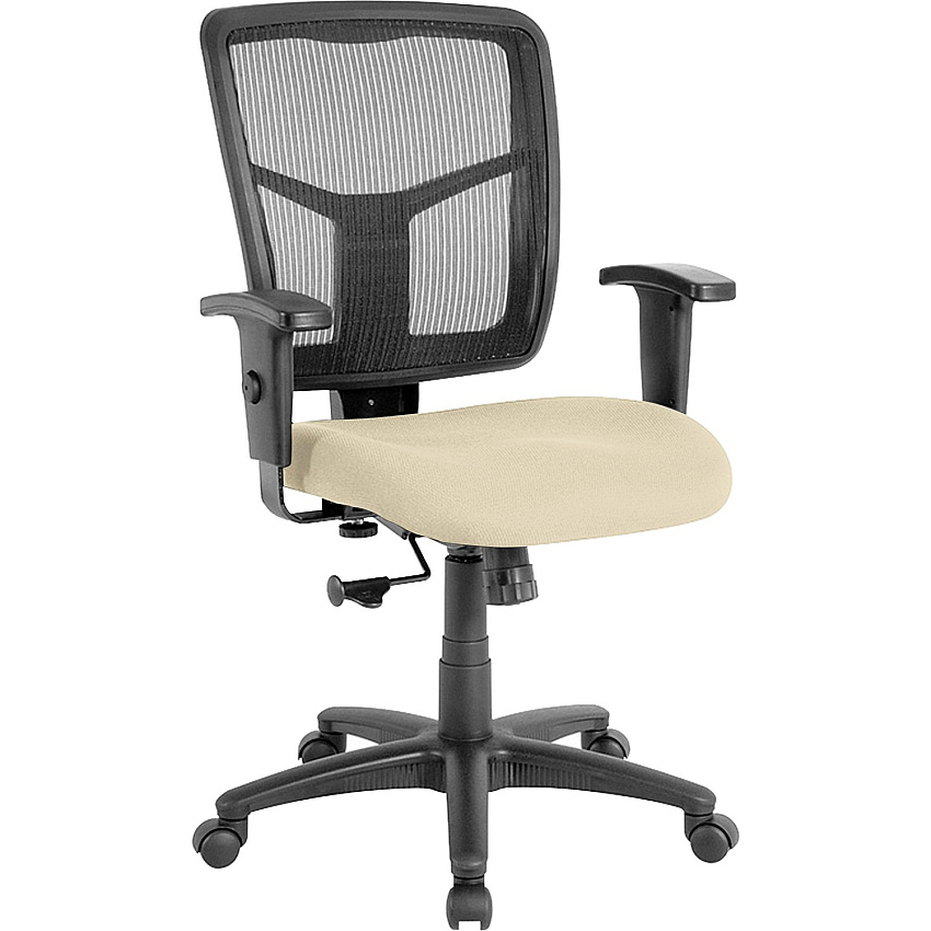 Lorell Ergomesh Managerial Mesh Mid-back Chair Dillon Buff Seat Color - Vinyl Seat Material - Black Back Color - Mesh Back Material - Black Frame Color - Mid Back - 5-star Base - Buff, Beige - 1 Each (LLR86209007)
