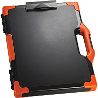 Officemate Carry-All Clipboard Storage Box Storage for Tablet, Notebook - 8 1/2" x 11" , 8 1/2" x 14" Sheet Size - Black, Orange - 1 Each (83326)