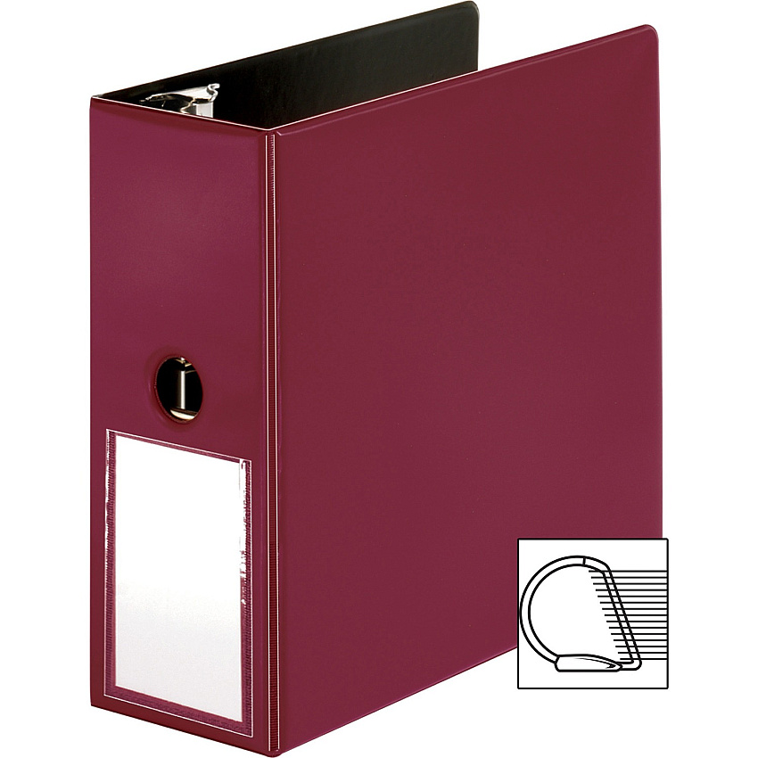 Business Source 5" D-Ring Binder 5" Binder Capacity - 1050 Sheet Capacity - Fastener(s): Slant D-Ring - Pocket(s): Internal - Burgundy - Transparent, Lay Flat, Label Holder, Spine - 1 Each (BSN33122)
