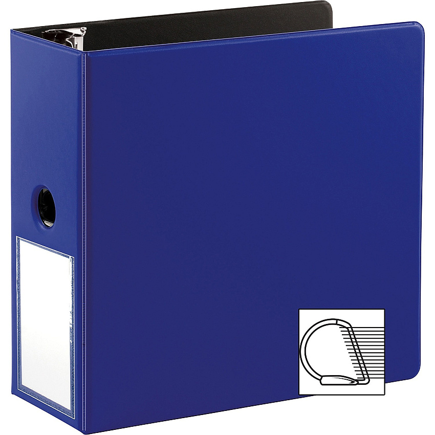 Business Source 5" D-Ring Binder 5" Binder Capacity - 1050 Sheet Capacity - Fastener(s): Slant D-Ring - Pocket(s): Internal - Navy - Transparent, Lay Flat, Label Holder, Spine - 1 Each (BSN33123)