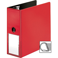 Business Source 5" D-Ring Binder 5" Binder Capacity - 1050 Sheet Capacity - Fastener(s): Slant D-Ring - Pocket(s): Internal - Red - Transparent, Lay Flat, Label Holder, Spine - 1 Each (BSN33124)