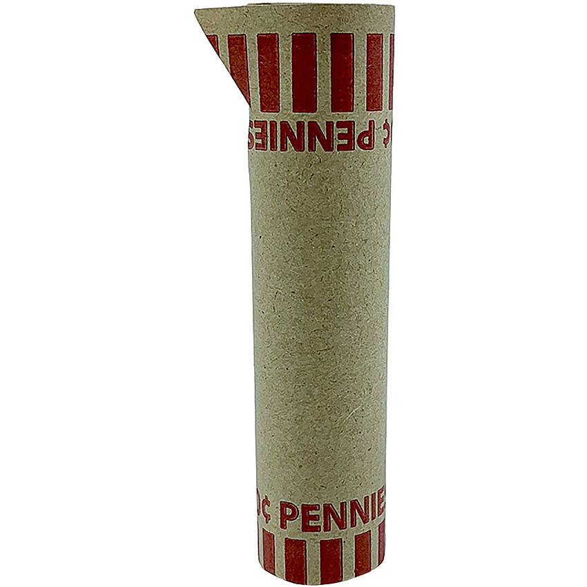 PAP-R Tubular Coin Wrap 1¢ Denomination - Durable, Burst Resistant, Crimped, Pre-formed - 57 lb Basis Weight - Paper - Red - 1000 / Box (23001)