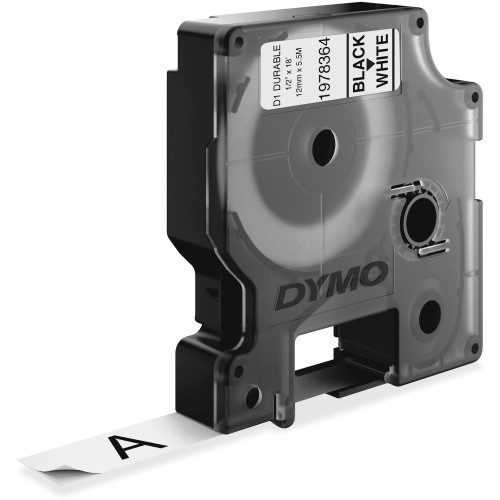 DYMO D1 Durable Labels, 0.5" x 18 ft, Black on White (1978364)