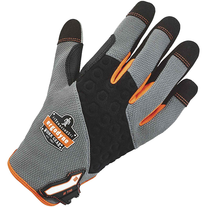 Ergodyne ProFlex 710 Heavy-Duty Utility Gloves 8" Glove Length - 7 Size Number - Small Size - Gray - Heavy Duty, Padded Palm, Pull-on Tab, Reinforced Fingertip, Abrasion Resistant, Rugged, Reinforced Palm Pad, Reinforced Saddle, Machine Washable,  (17042)