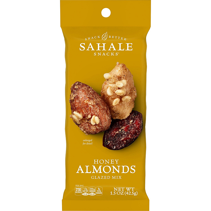 Sahale Snacks Honey Almonds Glazed Snack Mix Non-GMO, Gluten-free - Honey, Almond, Vanilla - 1.50 oz - 18 / Carton (00327)