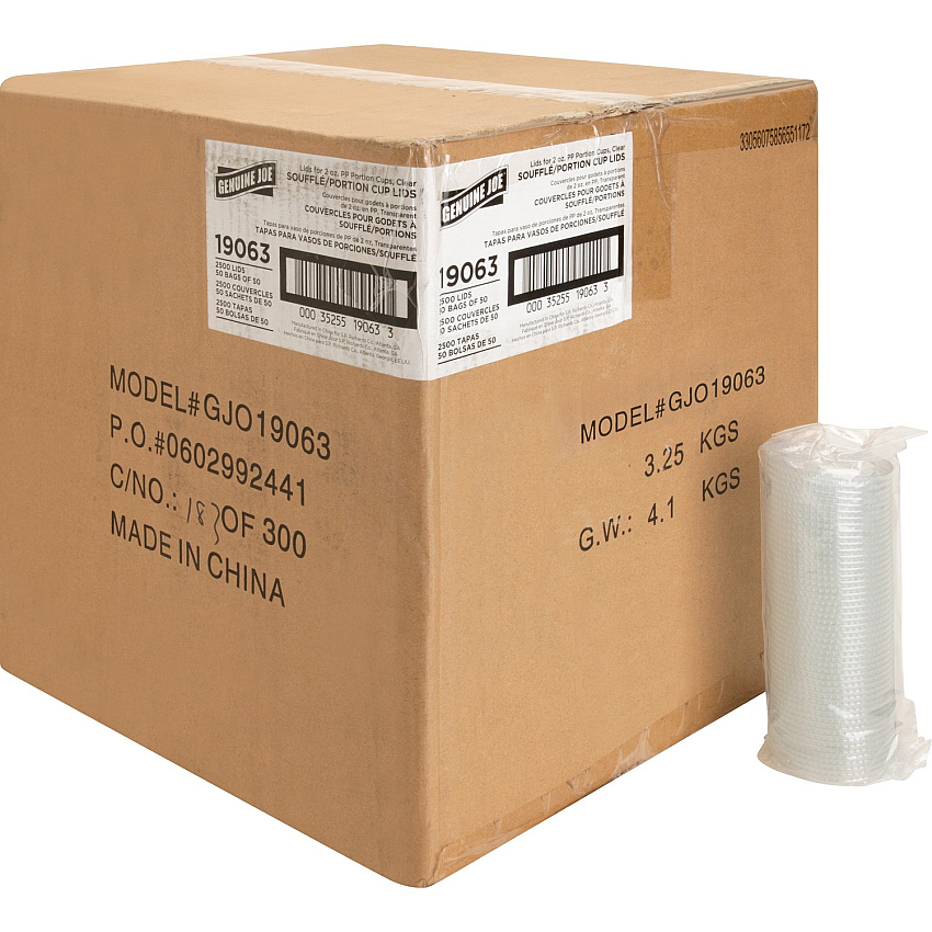 Genuine Joe Portion Cup Lid Transparent, Clear - 50/Bag - 50 / Carton (GJO19063)
