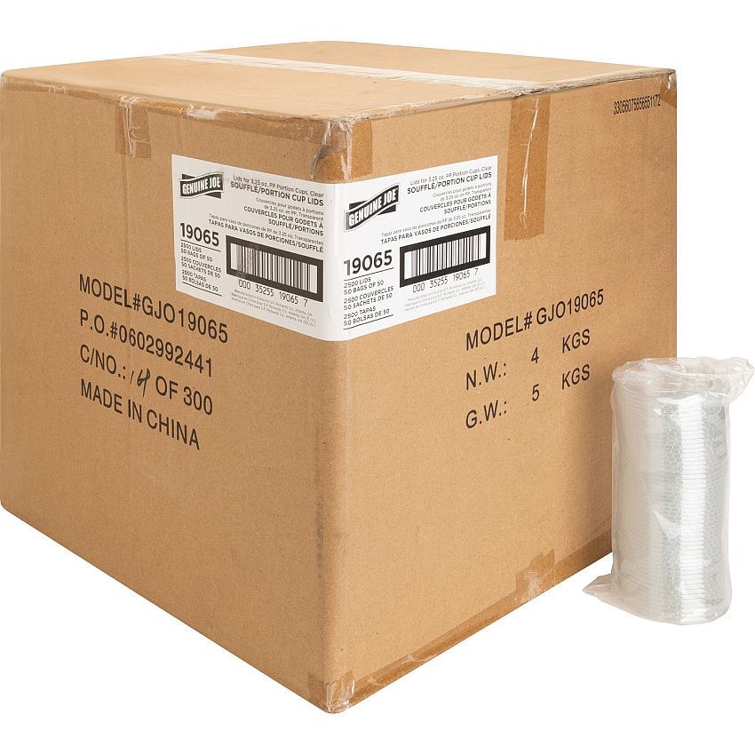 Genuine Joe Portion Cup Lid 2.9" Diameter - Transparent, Clear - 50/Bag - 50 / Carton (GJO19065)
