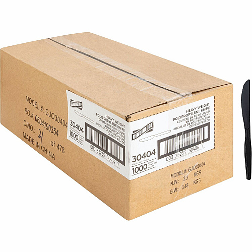 Genuine Joe Heavyweight Knife 1 Piece(s) - Knife - 1 x Knife - Disposable - Textured - Black - 1000 / Carton (GJO30404)