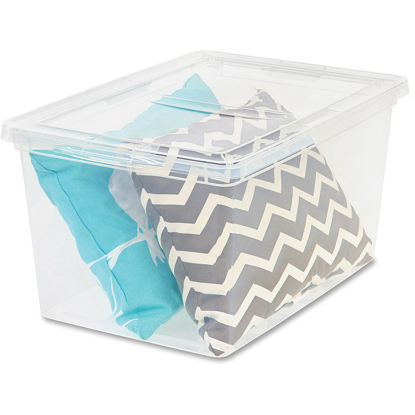 IRIS Deep Modular Snap-tight Lid Clear Box External Dimensions: 24" Length x 16.3" Width x 14" Height - 17 gal - Stackable - Clear - For Blanket, Comforter - 6 / Carton (200450)