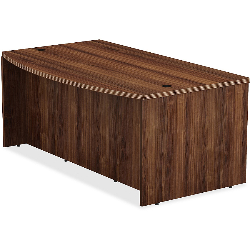 Lorell Chateau Series Bowfront Desk 29.5" Height x 36" Width x 72" Depth, x 1.5" Thickness Top - Reeded Edge (LLR34354)