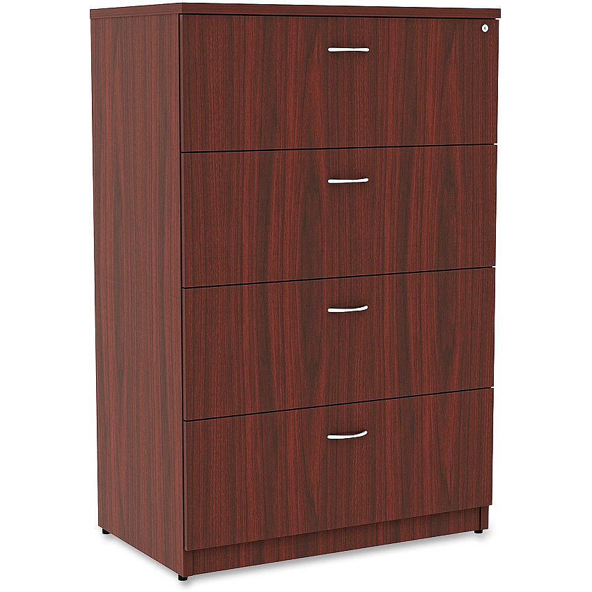 Lorell Essentials Series 4-Drawer Lateral File x 1" Thickness Top, 54.8" Height x 35.5" Width x 22" Depth - 4 x File Drawer(s) - Finish: Mahogany Laminate (LLR34386)