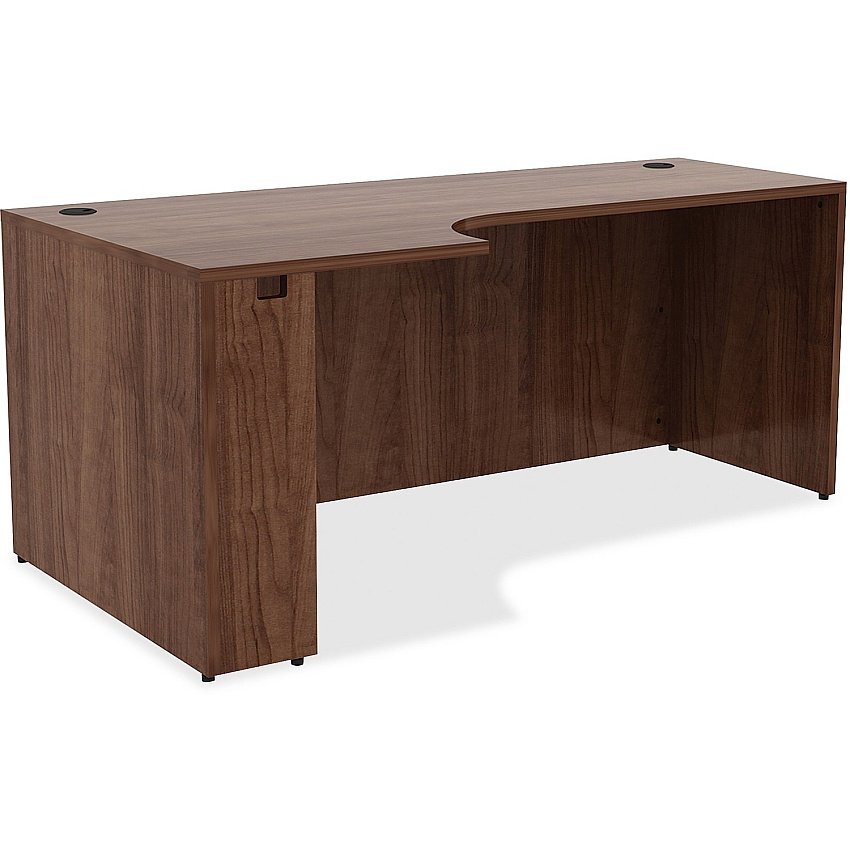 Lorell Essentials Series Left Corner Credenza 29.5" Height x 72" Width x 36" Depth - Material: Metal - Finish: Walnut Laminate - Adjustable Glide, Lockable, Floor Glide - For Office (LLR34393)