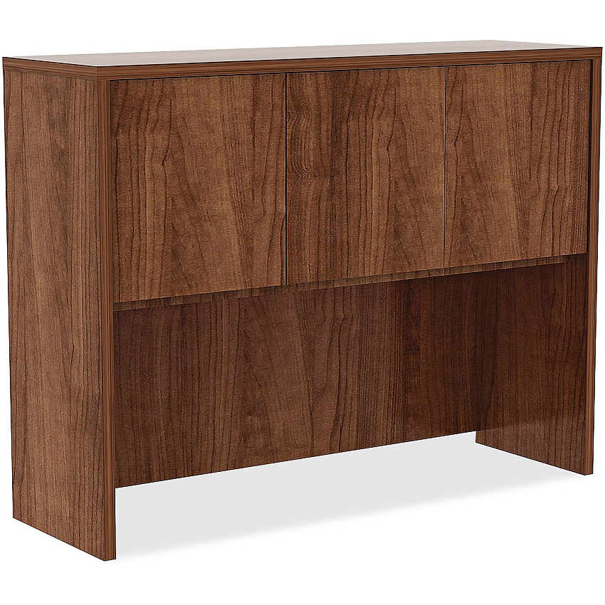 Lorell Essentials Series Stack-on Hutch with Doors 36" Height x 48" Width x 15" Depth - Material: Metal - Finish: Walnut, Laminate - Adjustable Glide, Lockable, Floor Glide - For Office (LLR34397)