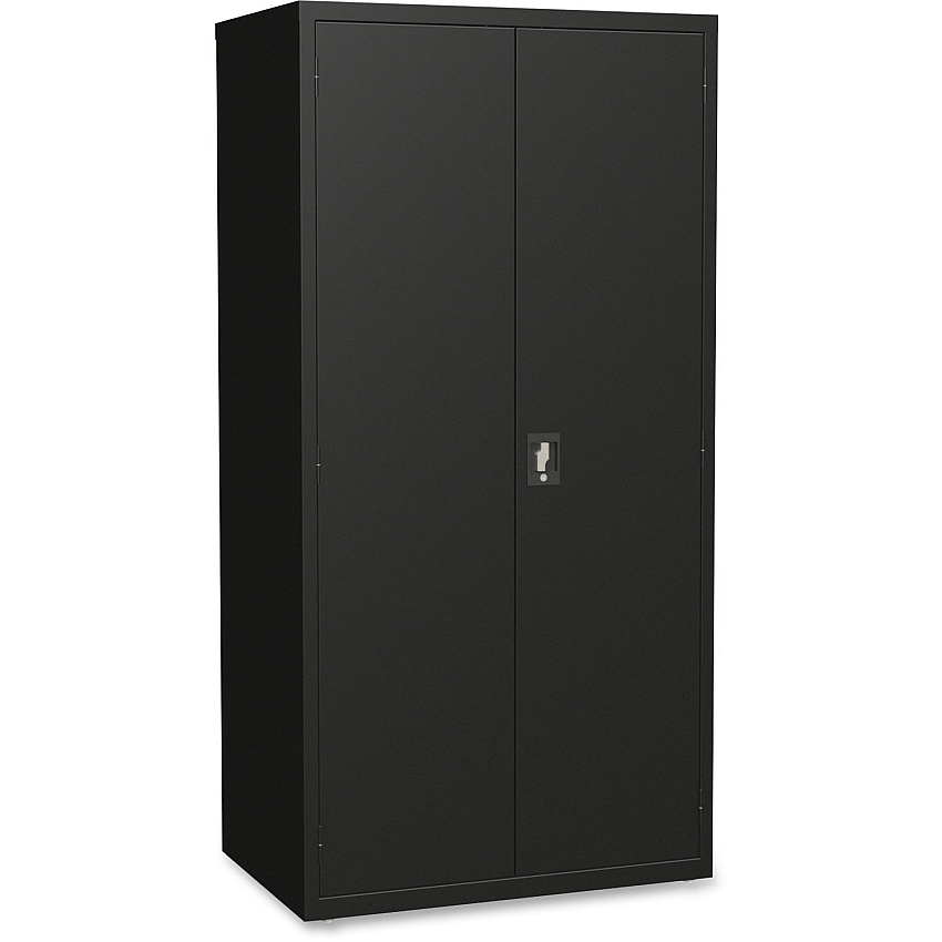 Lorell Fortress Series Storage Cabinet 36" Width x 24" Depth x 72" Height - 5 x Shelf(ves) - Hinged Door(s) - Sturdy, Recessed Locking Handle, Removable Lock, Durable, Storage Space - Black - Powder Coated - Steel - Recycled (LLR34410)