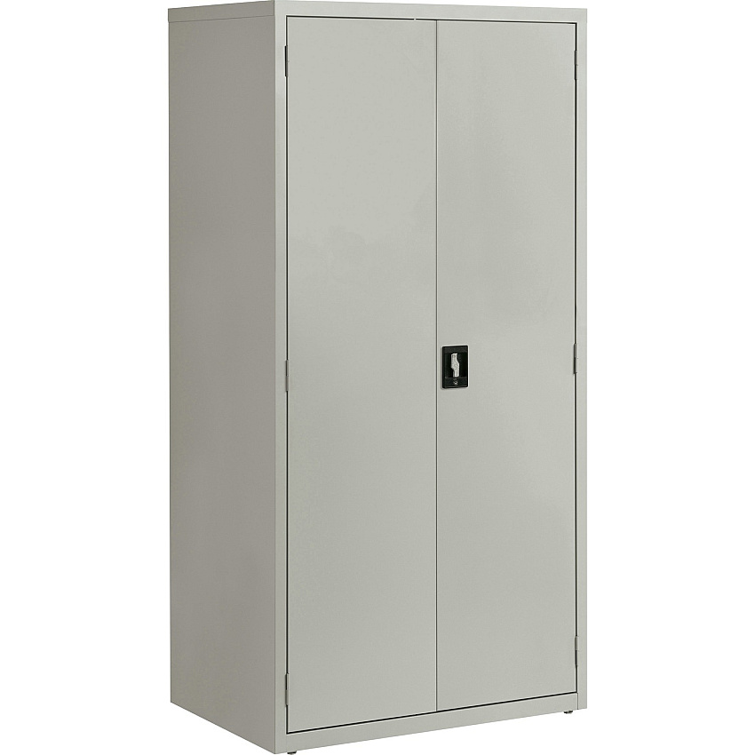 Lorell Fortress Series Storage Cabinet 36" Width x 24" Depth x 72" Height - 5 x Shelf(ves) - Hinged Door(s) - Sturdy, Recessed Locking Handle, Removable Lock, Durable, Storage Space - Light Gray - Powder Coated - Steel - Recycled (LLR34411)