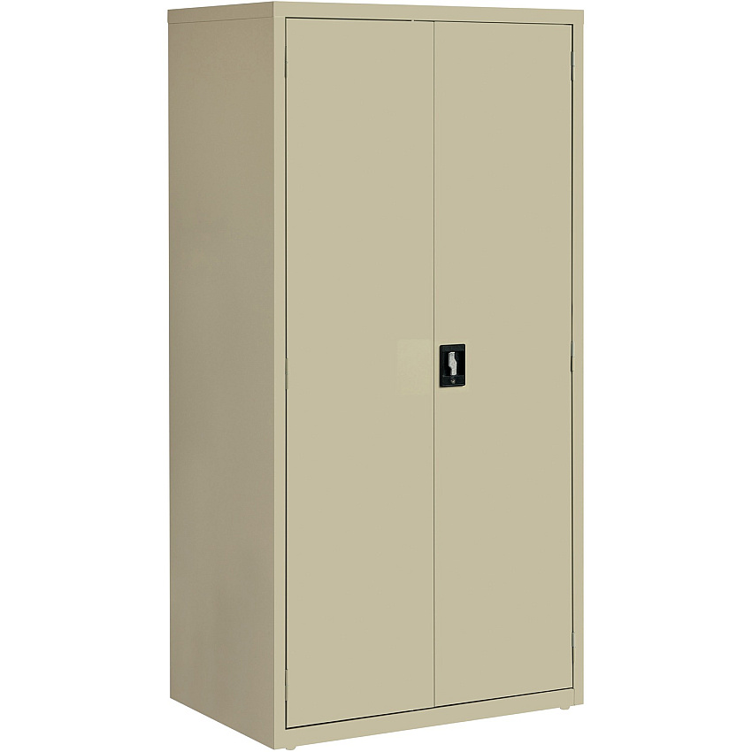 Lorell Fortress Series Storage Cabinet 36" Width x 24" Depth x 72" Height - 5 x Shelf(ves) - Hinged Door(s) - Sturdy, Recessed Locking Handle, Removable Lock, Durable, Storage Space - Putty - Powder Coated - Steel - Recycled (LLR34412)
