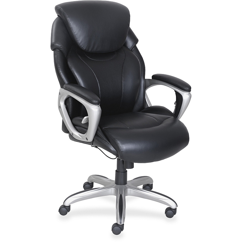 Lorell Wellness by Design Air Tech Executive Chair 5-star Base - Black - Bonded Leather - 1 Each (LLR46697)