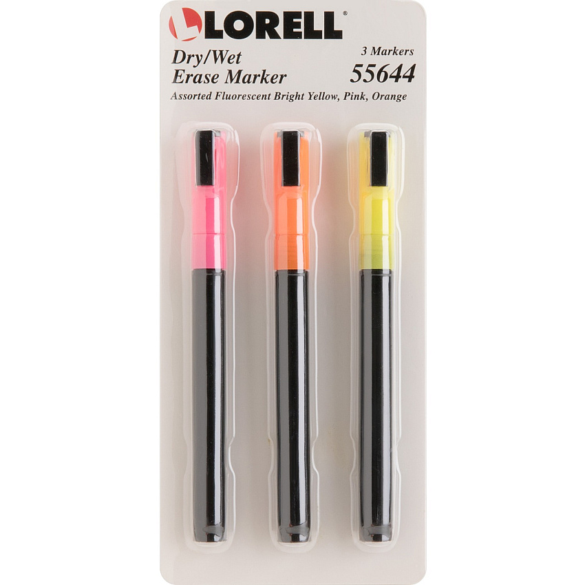 Lorell Dry/Wet-Erase Markers Assorted Ink - 3 / Pack (LLR55644)