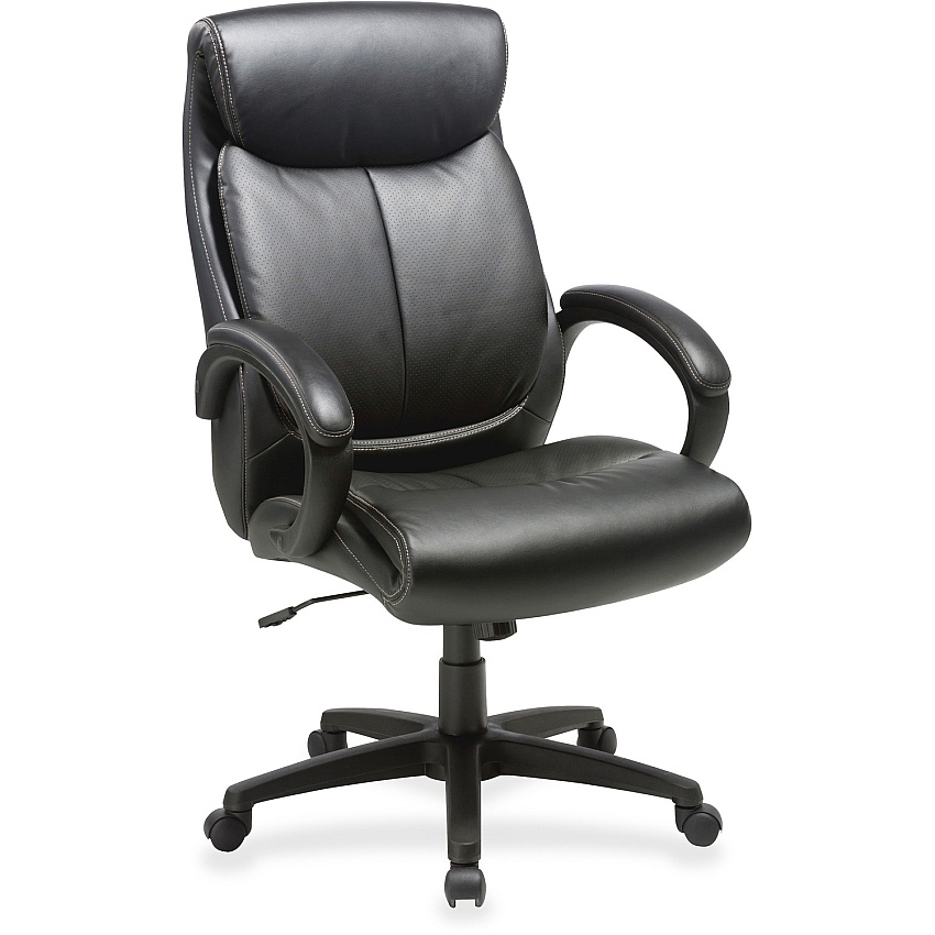 Lorell Executive High-Back Office Chair Black Seat Color - Bonded Leather Seat Material - Black Back Color - Bonded Leather Back Material - High Back - 1 Each (LLR59497)