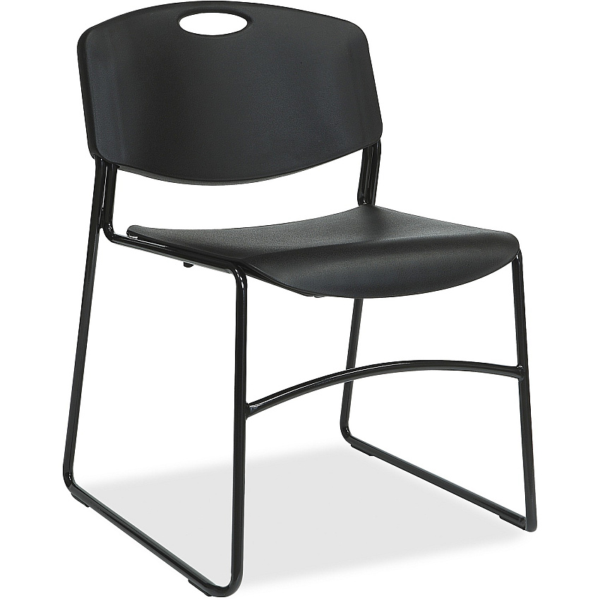 Lorell Heavy-duty Standard-height Stack Chairs Plastic Seat Material - Plastic Back Material - Steel Frame Material - Black - 4 / Carton (LLR62528)