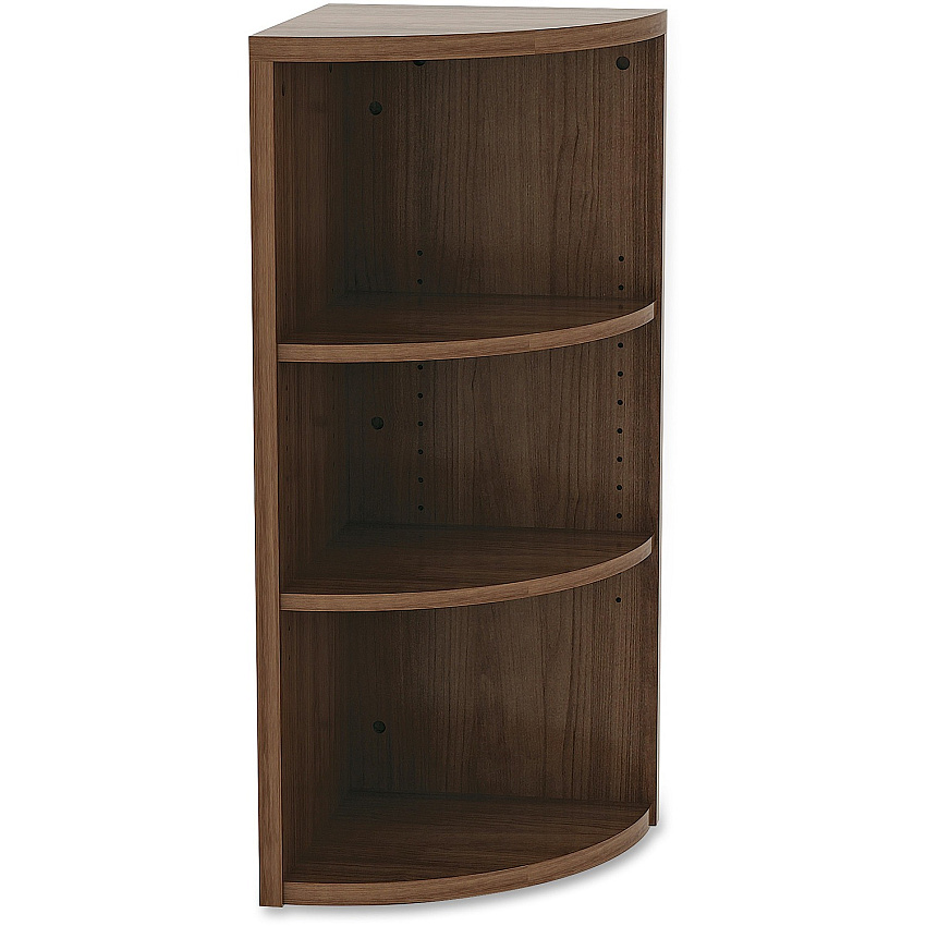 Lorell Essentials Series Hutch End Corner Bookcase 36" Height x 14.8" Width37.8" Length%Floor - Walnut - Laminate, Polyvinyl Chloride (PVC) - 1 Each (LLR69610)