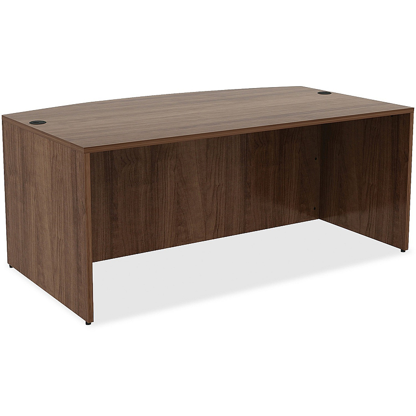Lorell Essentials Series Bowfront Desk Shell 29.5" Height x 71" Width x 41.4" Depth Desk - Material: Metal - Finish: Walnut, Laminate (LLR69952)