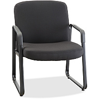 Lorell Big & Tall Upholstered Guest Chair Black Seat Color - Plywood, Fabric Seat Material - Black Back Color - Plywood, Fabric Back Material - Powder Coated Frame Color - Metal Frame Material - Sled Base - 1 Each (LLR84586)