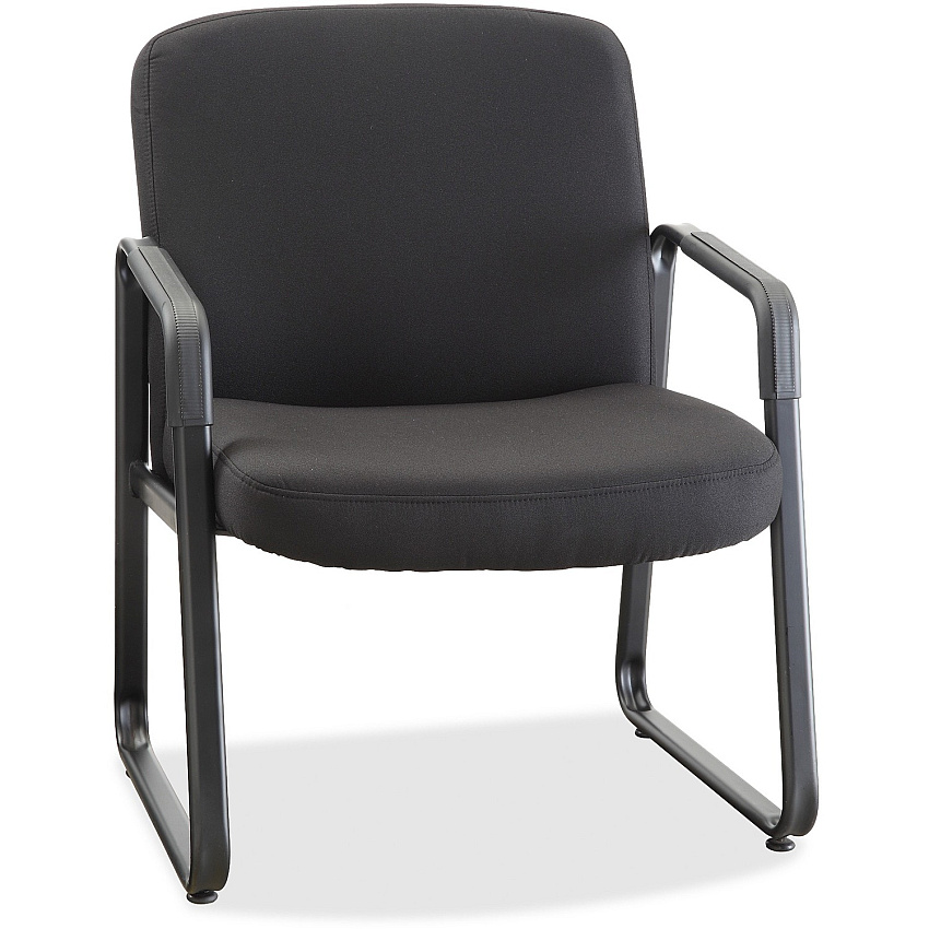 Lorell Big & Tall Upholstered Guest Chair Black Seat Color - Plywood, Fabric Seat Material - Black Back Color - Plywood, Fabric Back Material - Powder Coated Frame Color - Metal Frame Material - Sled Base - 1 Each (LLR84586)