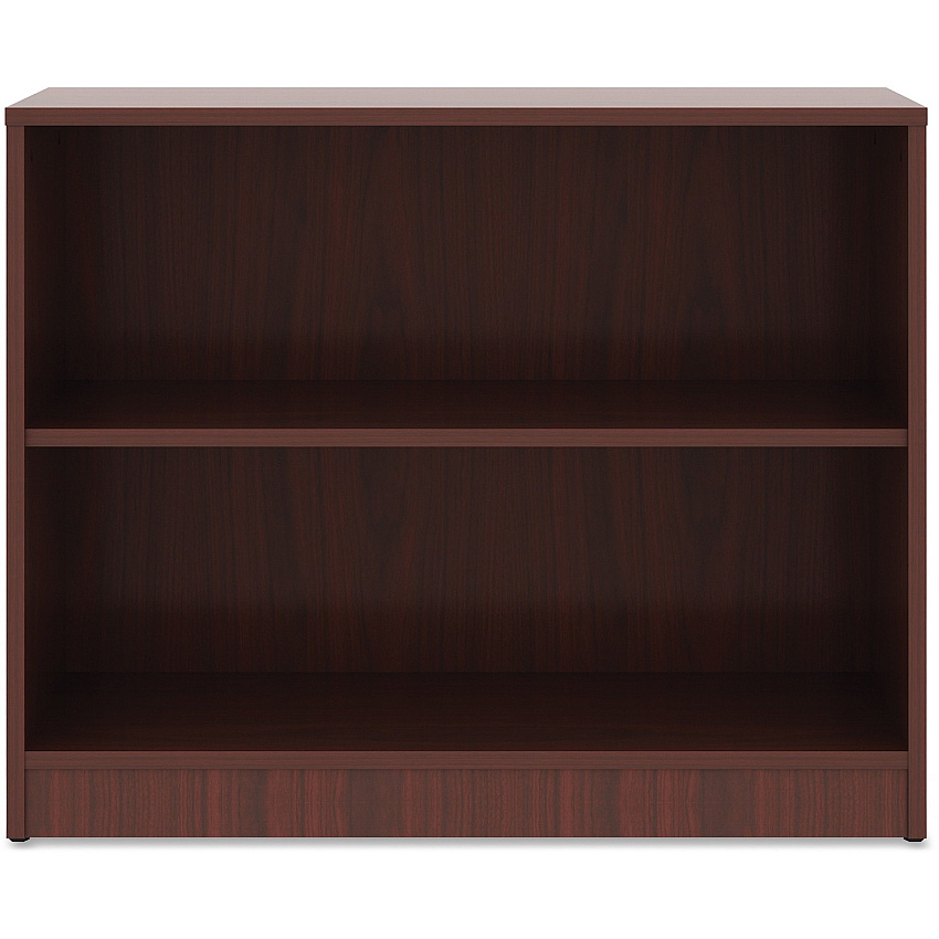 Lorell Laminate Bookcase 2 Shelf(ves) - 29.50" Height x 36" Width x 12" Depth - Sturdy, Adjustable Feet, Adjustable Shelf - Thermofused Laminate (TFL) - Mahogany - Laminate - 1 Each (LLR99778)