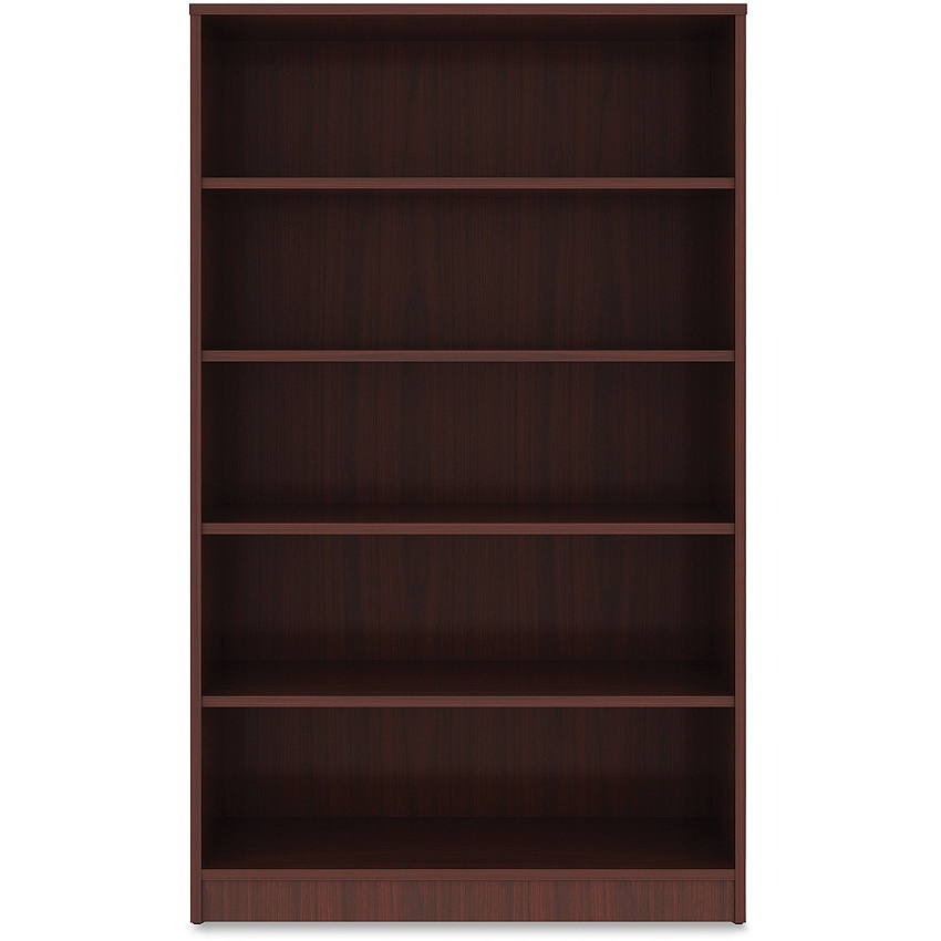 Lorell Laminate Bookcase x 0.8" Thickness Shelf, 60" Height x 36" Width x 12" Depth - 5 Shelve(s) - 4 Adjustable Shelf(ves) - Square Edge - Material: Thermofused Laminate (TFL) - Finish: Mahogany (LLR99787)