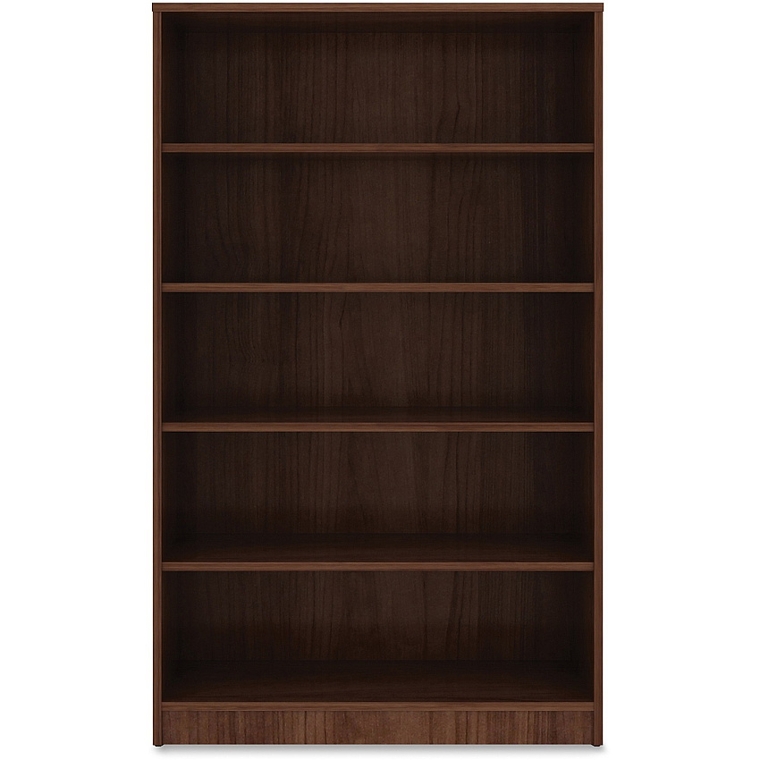 Lorell Laminate Bookcase x 0.8" Thickness Shelf, 60" Height x 36" Width x 12" Depth - 5 Shelve(s) - 4 Adjustable Shelf(ves) - Square Edge - Material: Thermofused Laminate (TFL) - Finish: Walnut (LLR99789)