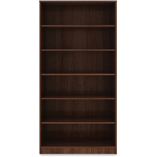 Lorell Laminate Bookcase 6 Shelf(ves) - 72" Height x 36" Width x 12" Depth - Sturdy, Adjustable Feet, Adjustable Shelf, Square Corner - Thermofused Laminate (TFL) - Walnut - Laminate - 1 Each (LLR99792)
