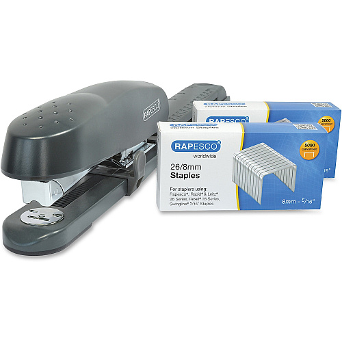 Rapesco 790 Long Arm Stapler with Staples Set Staples Upto 50 Sheet of 80g/m² Paper - Staple Size:  - 24/0.24" , - 24/0.31" , - 26/0.24" , - 26/0.31" - 12" Throat Depth - Front Loading - 1 Each (1281)